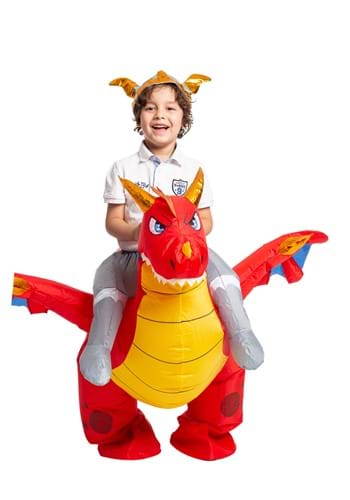 Child Inflatable Riding A Fire Dragon Costume