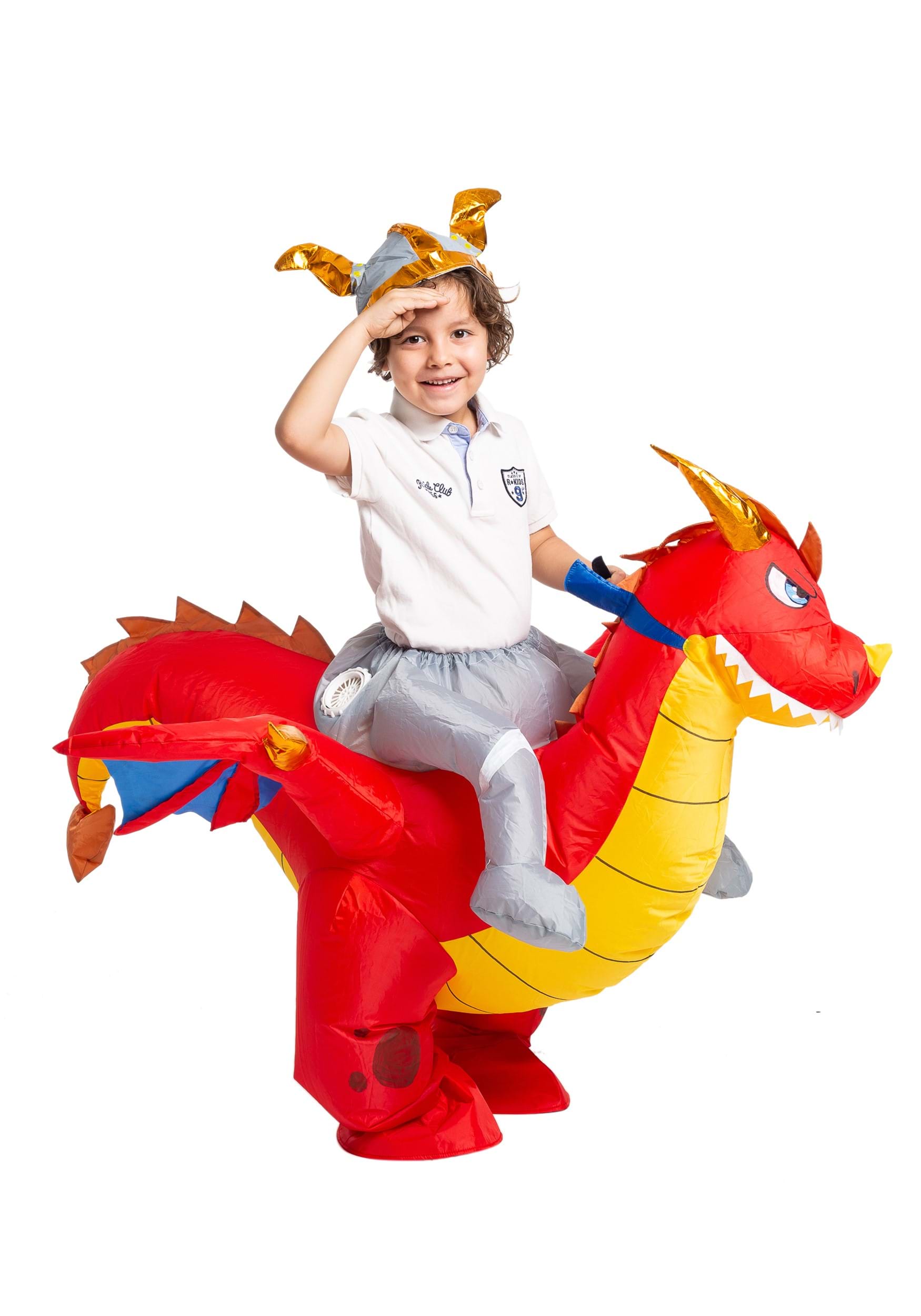 Inflatable Riding A Fire Dragon Child Costume