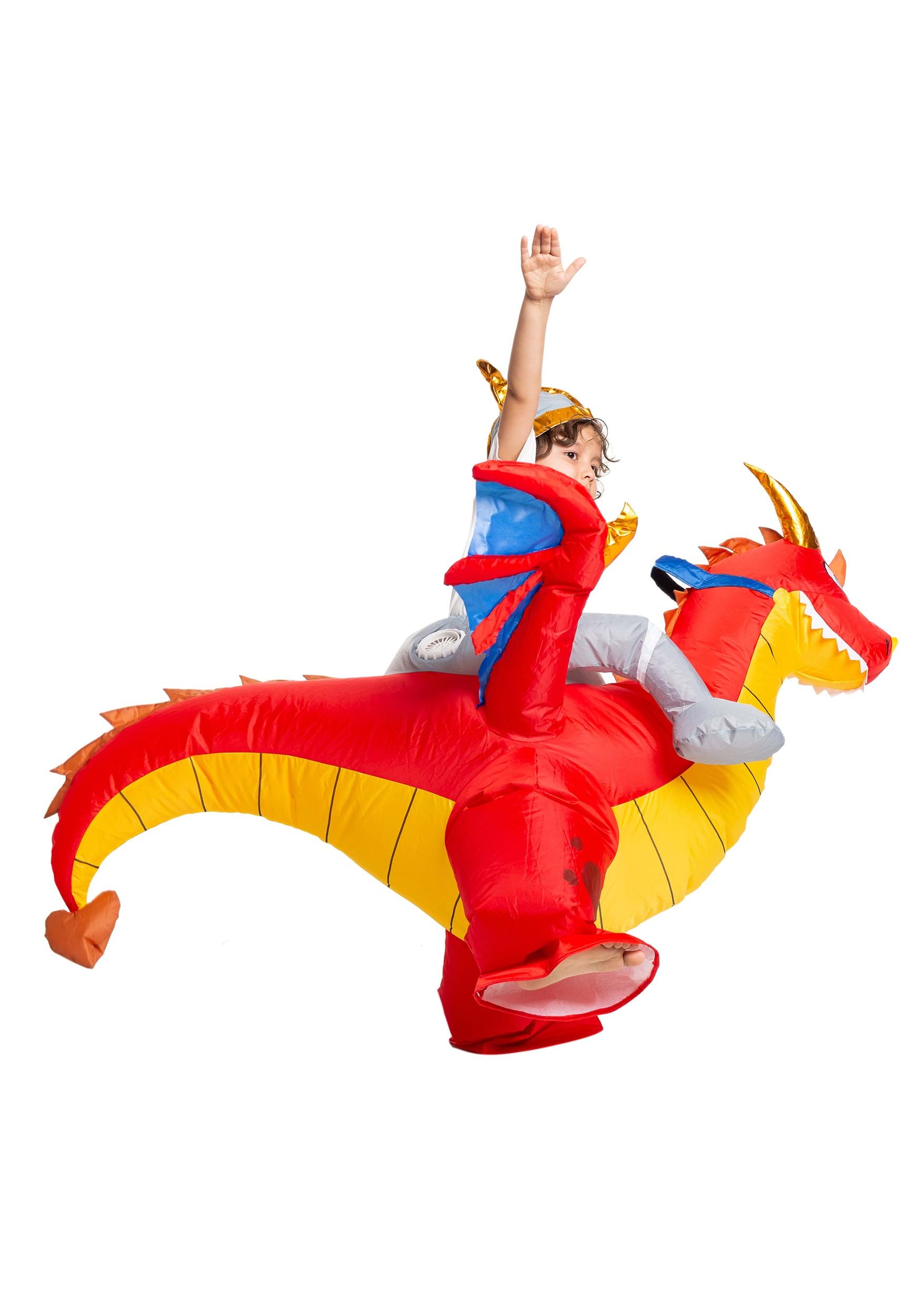 Inflatable Riding A Fire Dragon Child Costume