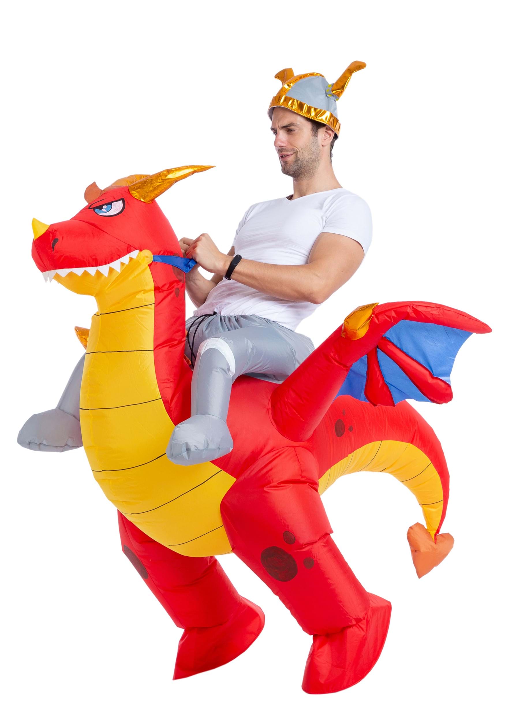 Disfraz de adulto de dragón de conducción inflable Multicolor