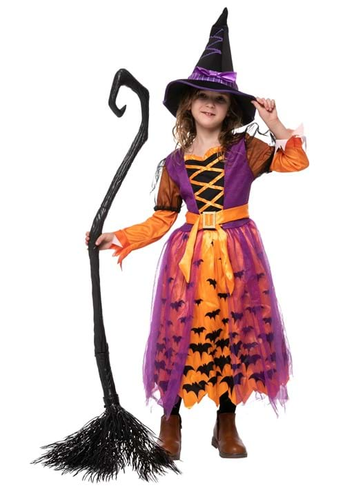 Light Up Toddler/Girl's Orange Bat Witch Costume