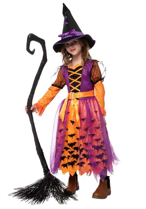 Light Up Toddler/Girl's Orange Bat Witch Costume