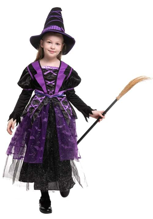 Light Up Purple Bat Witch Girl's Costume