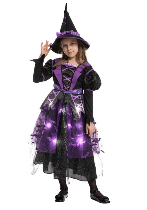 Light Up Purple Bat Witch Girl's Costume