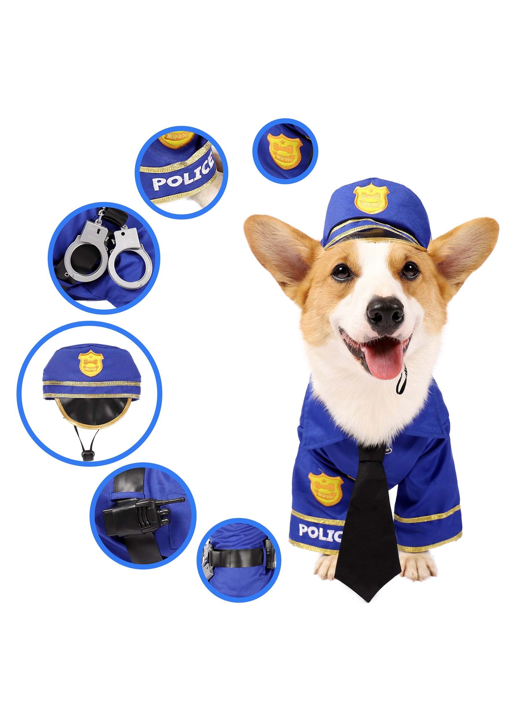 TOPTIE Disfraz de policía para niños, incluye chaqueta de policía, sombrero  y accesorios, de 3 a 7 años