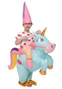 Child Inflatable Riding-A-Blue Unicorn Costume