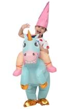 Child Inflatable Riding A Blue Unicorn Costume Alt 1