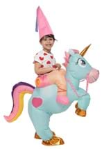 Child Inflatable Riding A Blue Unicorn Costume Alt 3