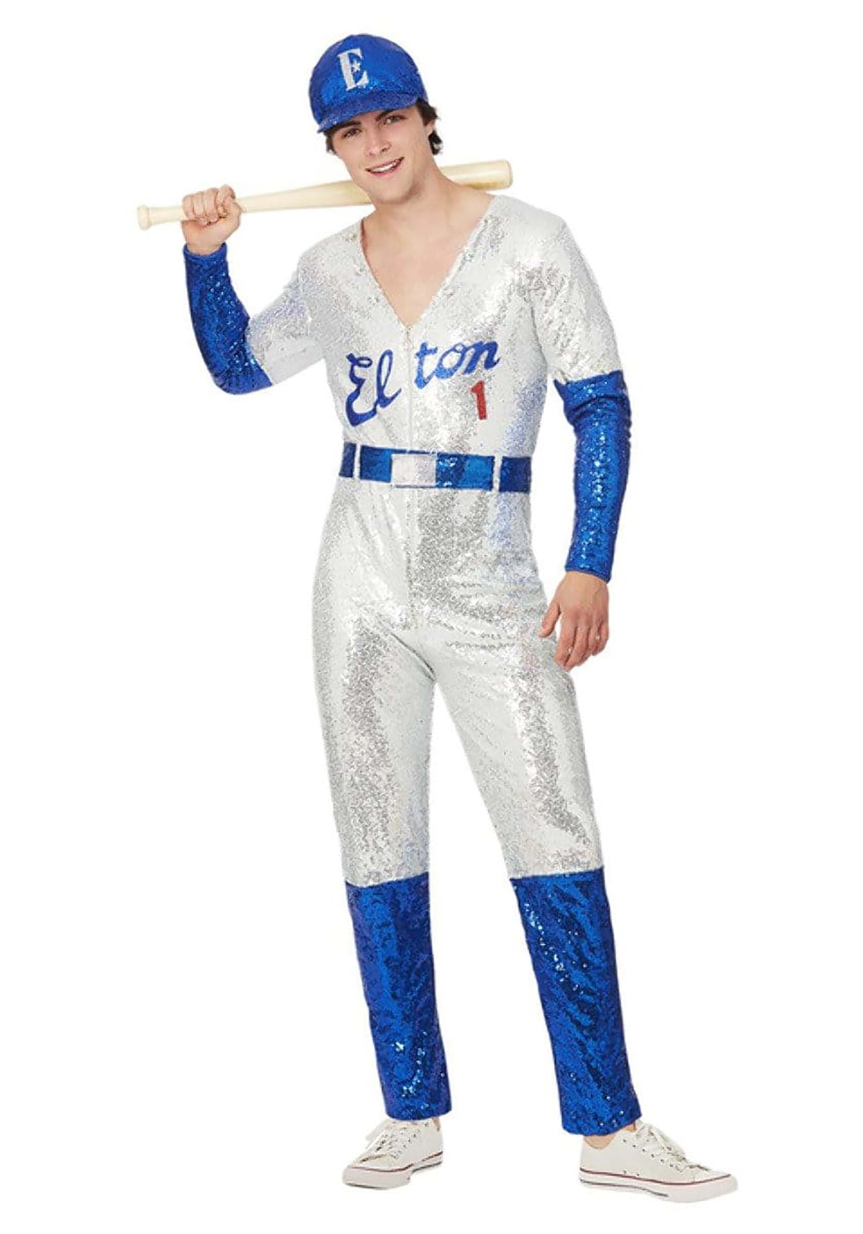 Photos - Fancy Dress John Smiffys Men's Elton  Deluxe Sequin Baseball Costume Blue/Gray 