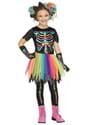 Girls Rainbow Foil Skele-Girl Costume