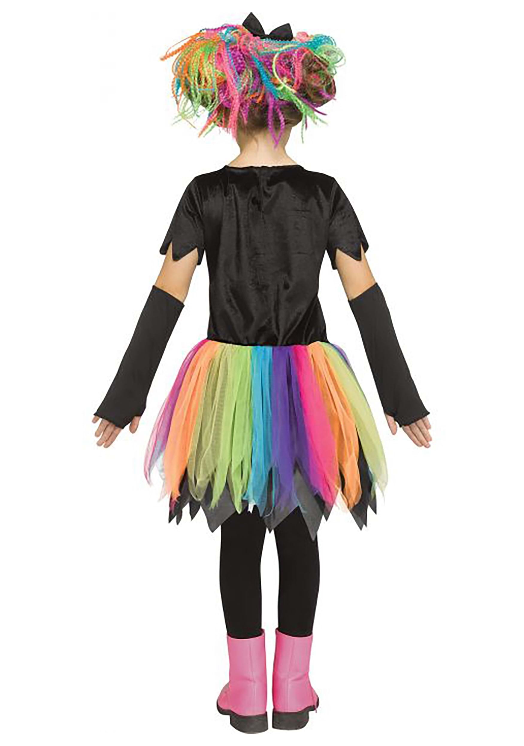 Rainbow Foil Skele-Girl Costume For Girls