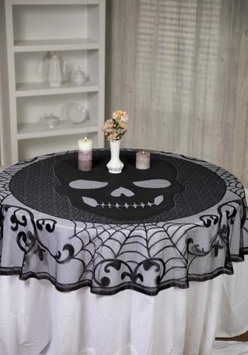 70" Round Skull Lace Table Cover
