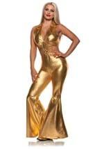 Womens Sexy Gold Flare Jumpsuit Costume