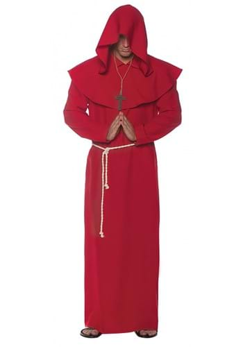 Monk Robe Red Men's Adult Costume Hood Halloween - 2