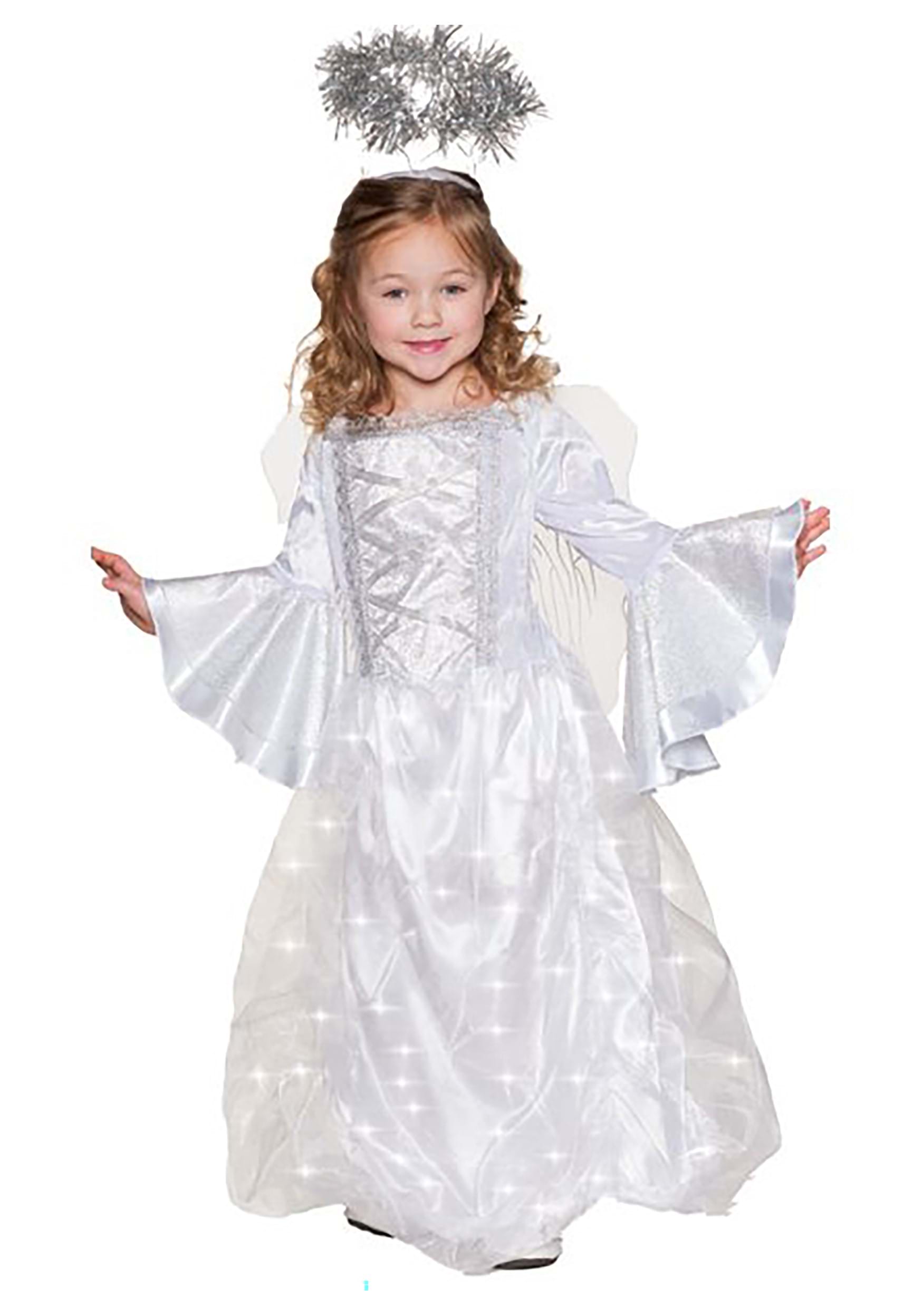 Mia Belle Girls White Feather Angel Halloween Costume Dress