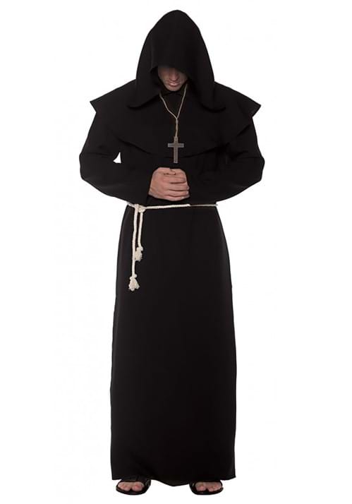 Mens Plus Size Monk Black Robe Costume
