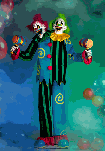 7.5FT Double Trouble Demon Clown Animated Prop | Evil Clown Decorations