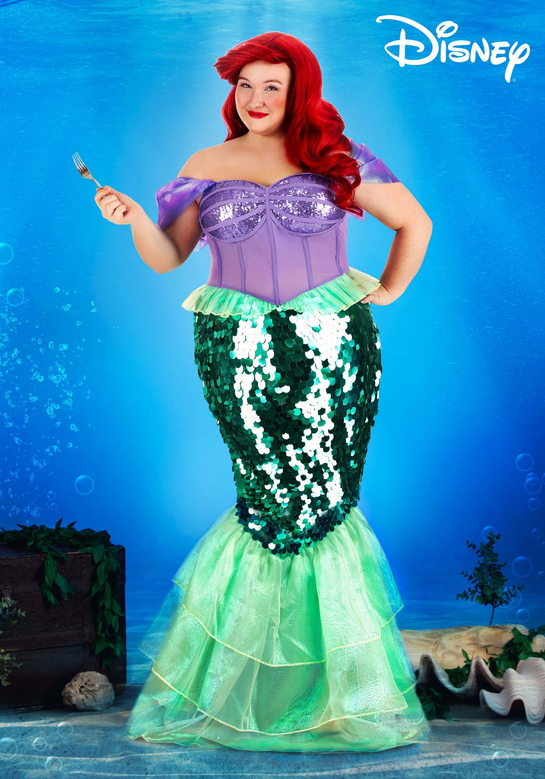 Custom-Made Ariel Princess Green Cosplay Costume Dress For Halloween Party  Costumes