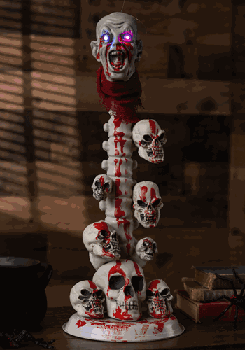22-Inch Skull Pillar with Light Up Eyes Halloween Decoration | Scary Decoration
