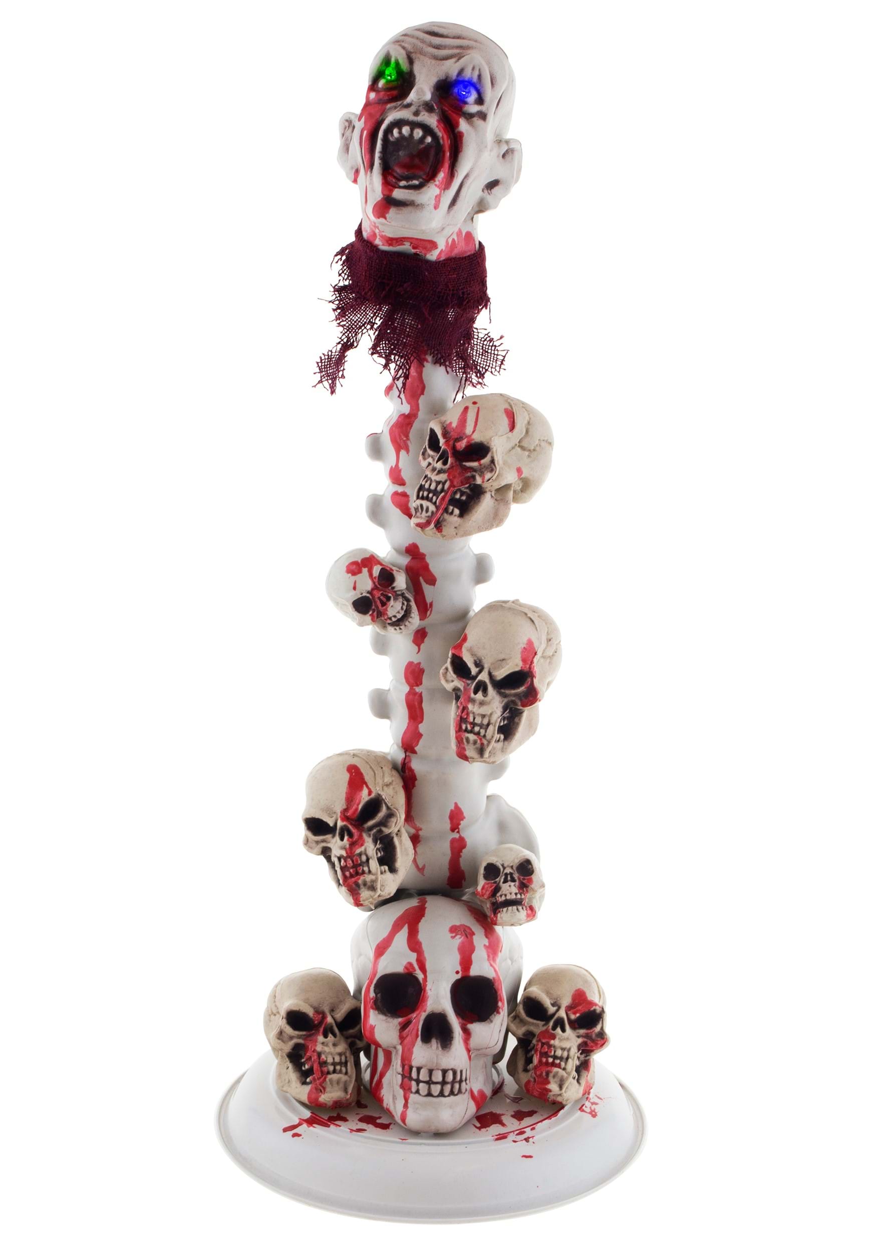 22" Skull Pillar with Light Up Eyes Prop | Scary Decoration