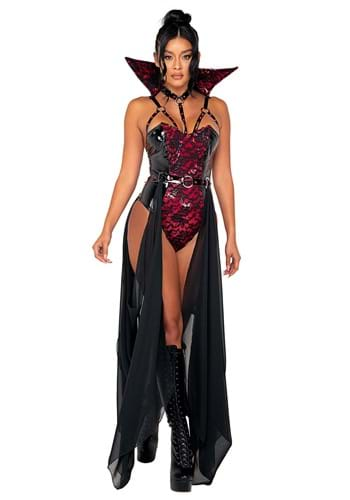 Women's Red Vinyl Boned Bodysuit Costume 