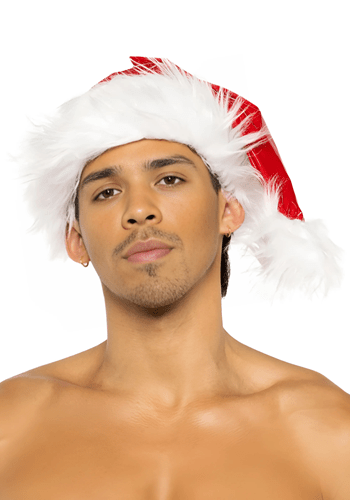 Adult Red Faux Patent with Faux White Fur Christmas Hat | Santa Hats