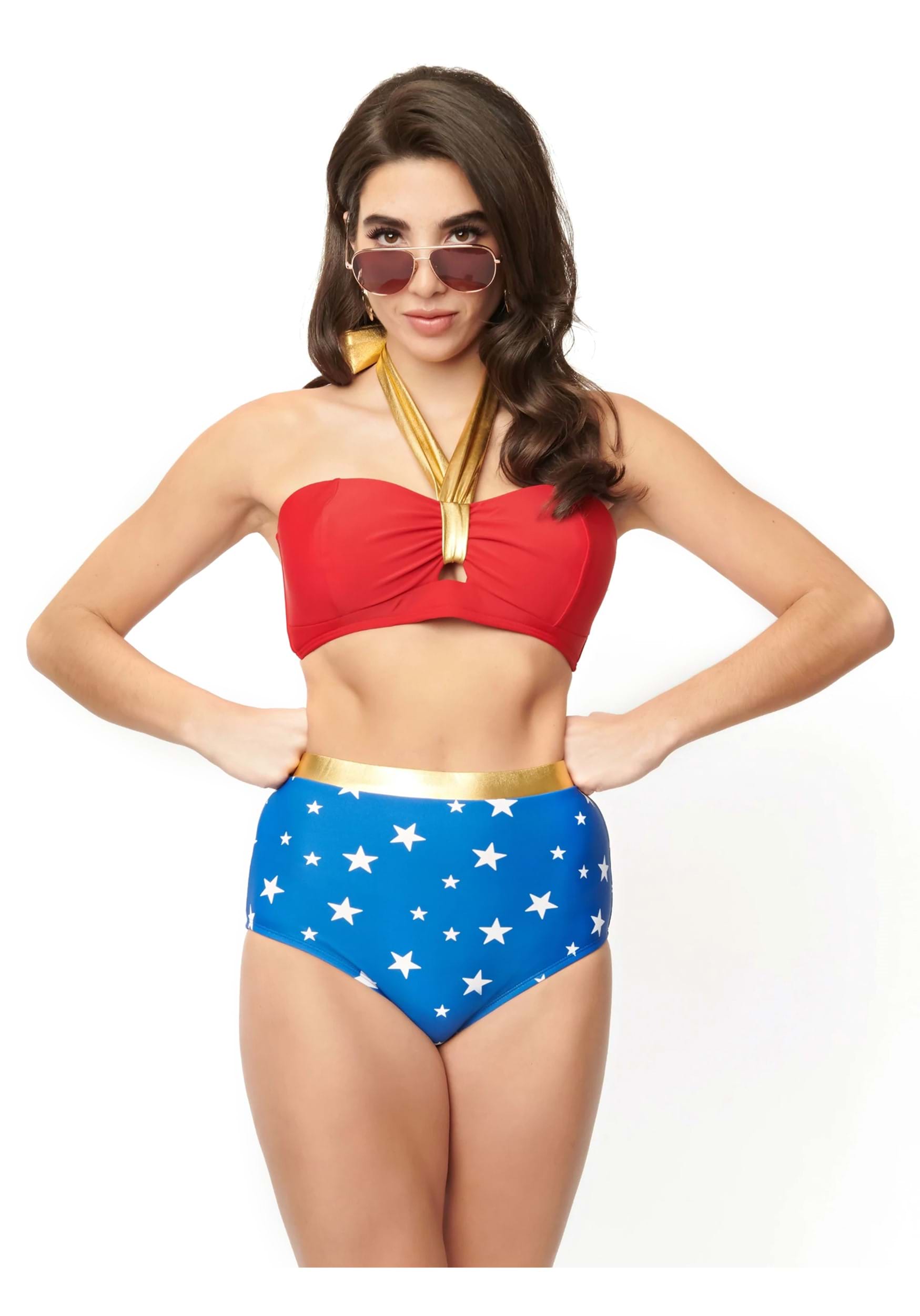  DC Comics Justice League Wonder Woman Little Girls Swim Rash  Guard Bottom Set Red/Blue 4 : Clothing, Shoes & Jewelry