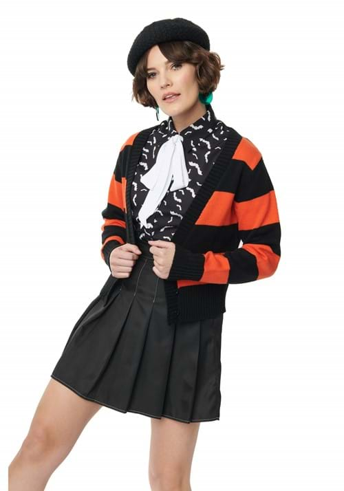 Unique Vintage Spooky Cat Striped Cardigan