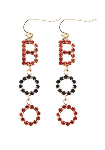 Santa Hat & Boot Dangling Fish-Hook Earrings / Red & White Glitter