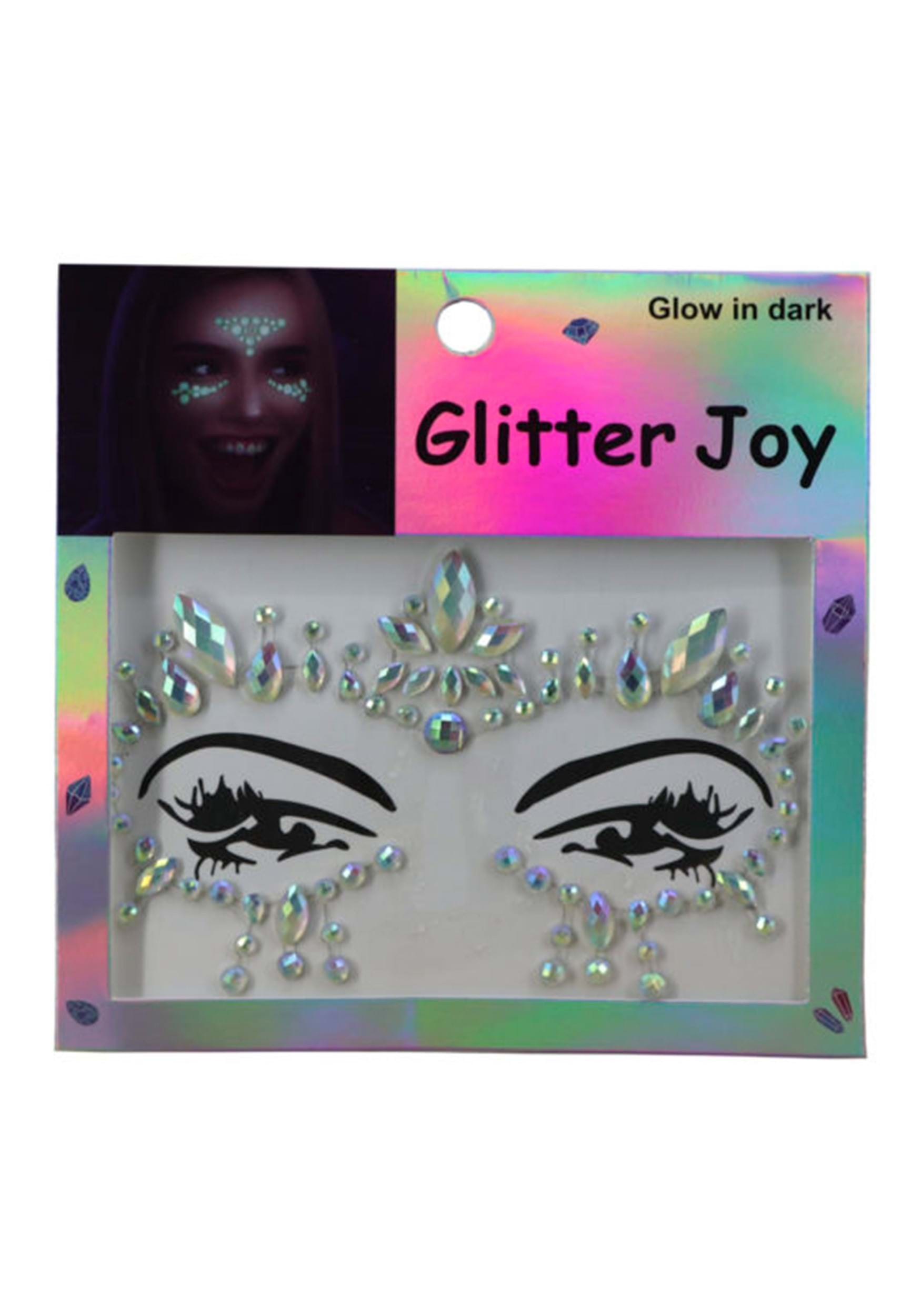 Face Gems Glitter Glow in The Dark, 4 Pcs Face Jewels for Festival