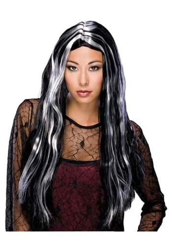 Long Streaked Black And White Wig