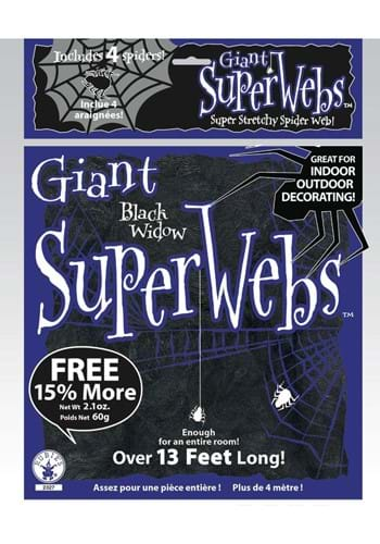 60g Large Black Spider Web with Spiders Decoration