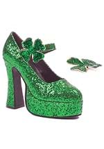 Women's Green Glitter Mary Jane Platform Shoes