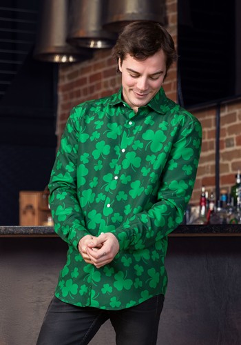 Mens Suitmeister Button Up St. Pats Green Shirt