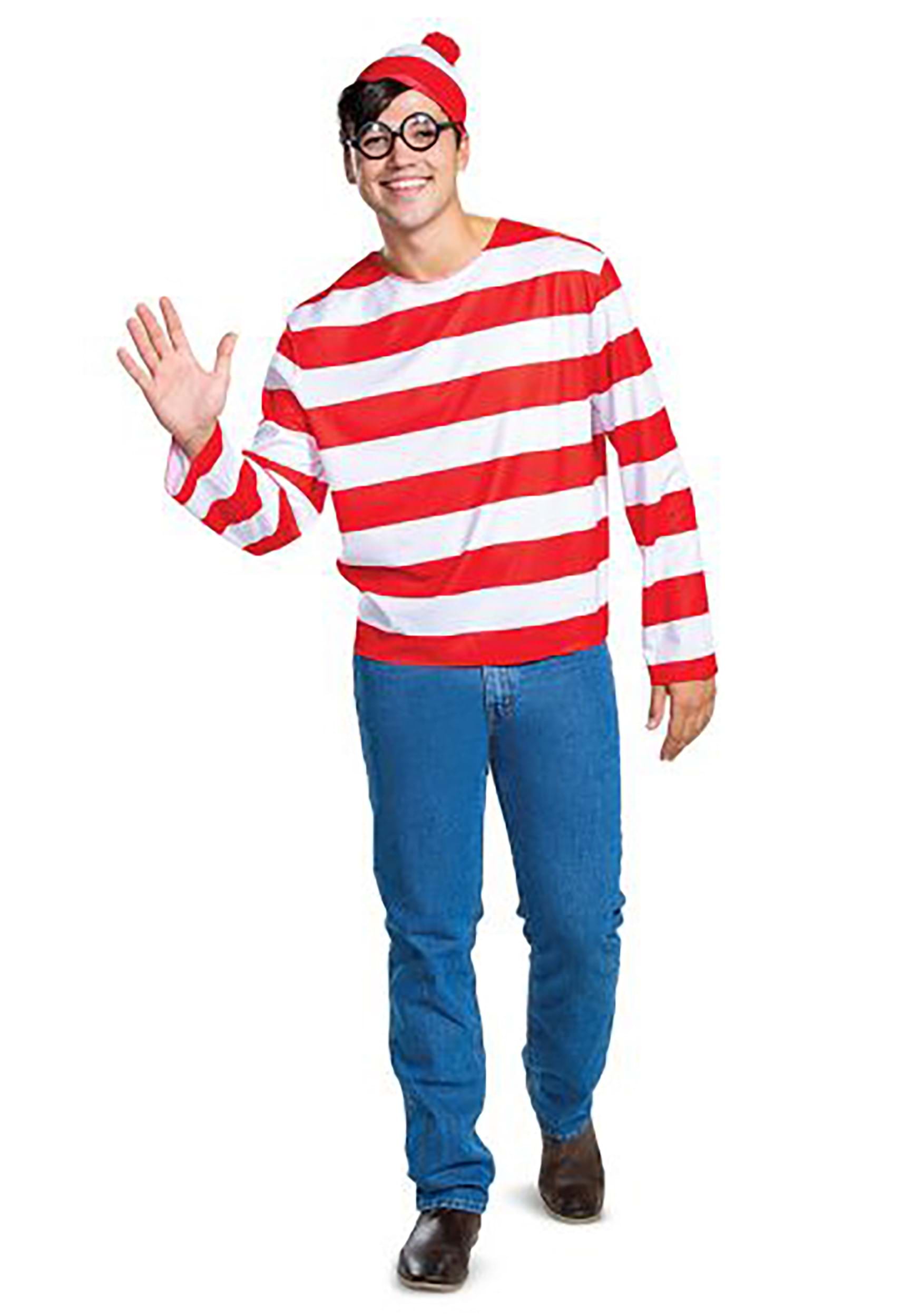 Wheres Waldo Mens Adult Book Character Plus Size Halloween Costume 