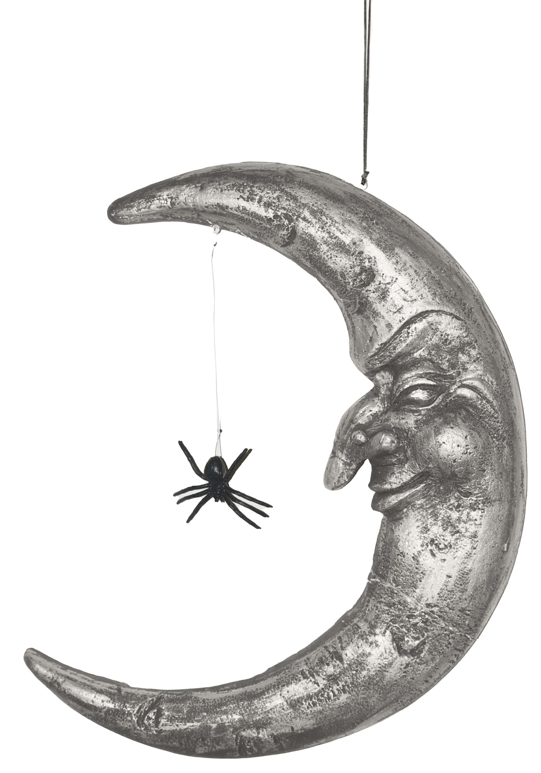 20-Inch Hanging Moon With Spider , Halloween Decoration