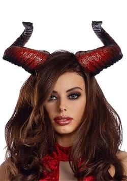 Demon Horns Fascinator Hair Clip with Lace and Gemstones 