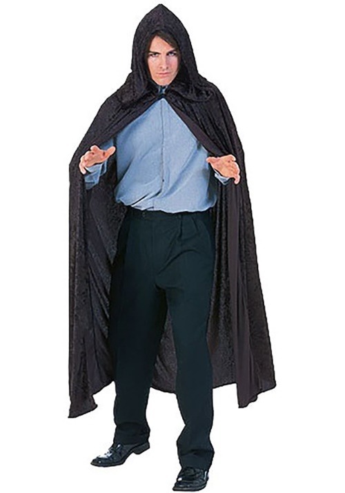 Black Velvet Hooded Cloak for Adults