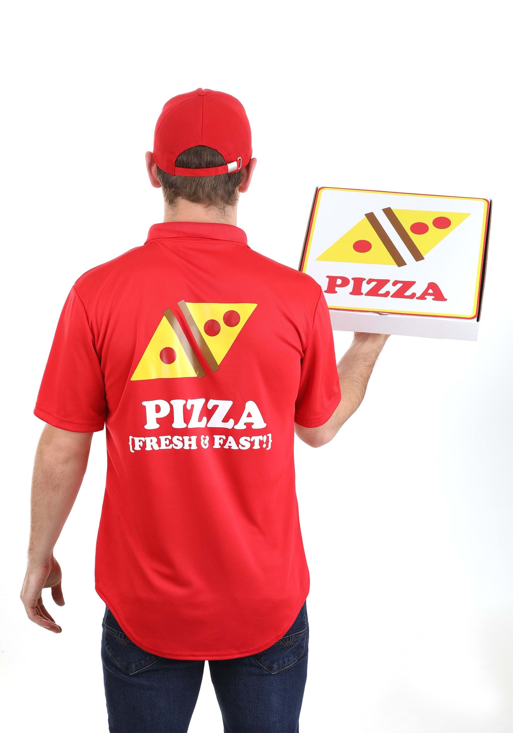 Adult Pizza Delivery Guy Costume with Box, Adult Unisex, Size: XL, Red