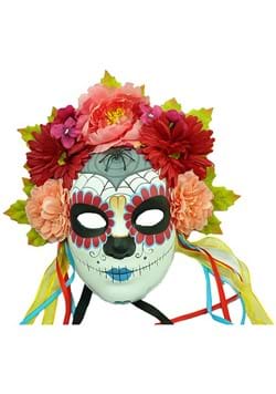 Day of the Dead Face Mask with Floral Crown
