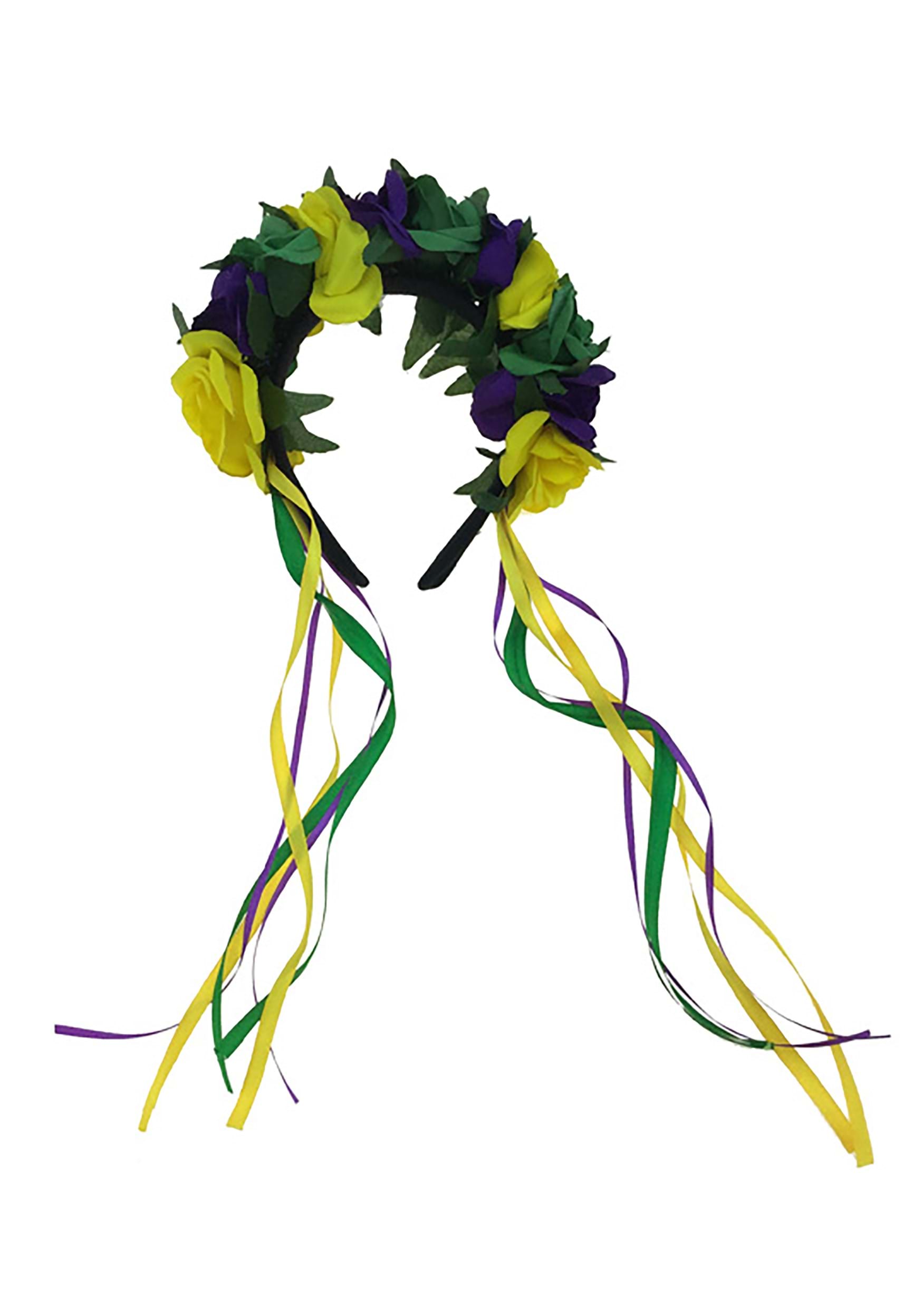 Mardi Gras Floral Crown Headband Costume Accessory