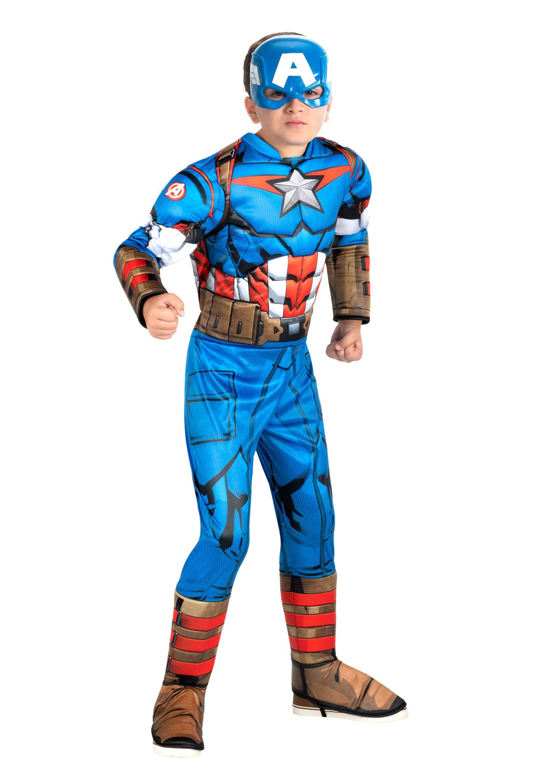 Captain America Cosplay Costume Shield Superhero Steve Rogers Muscle  Bodysuit Jumpsuit for Kids Halloween Cosplay Carnival