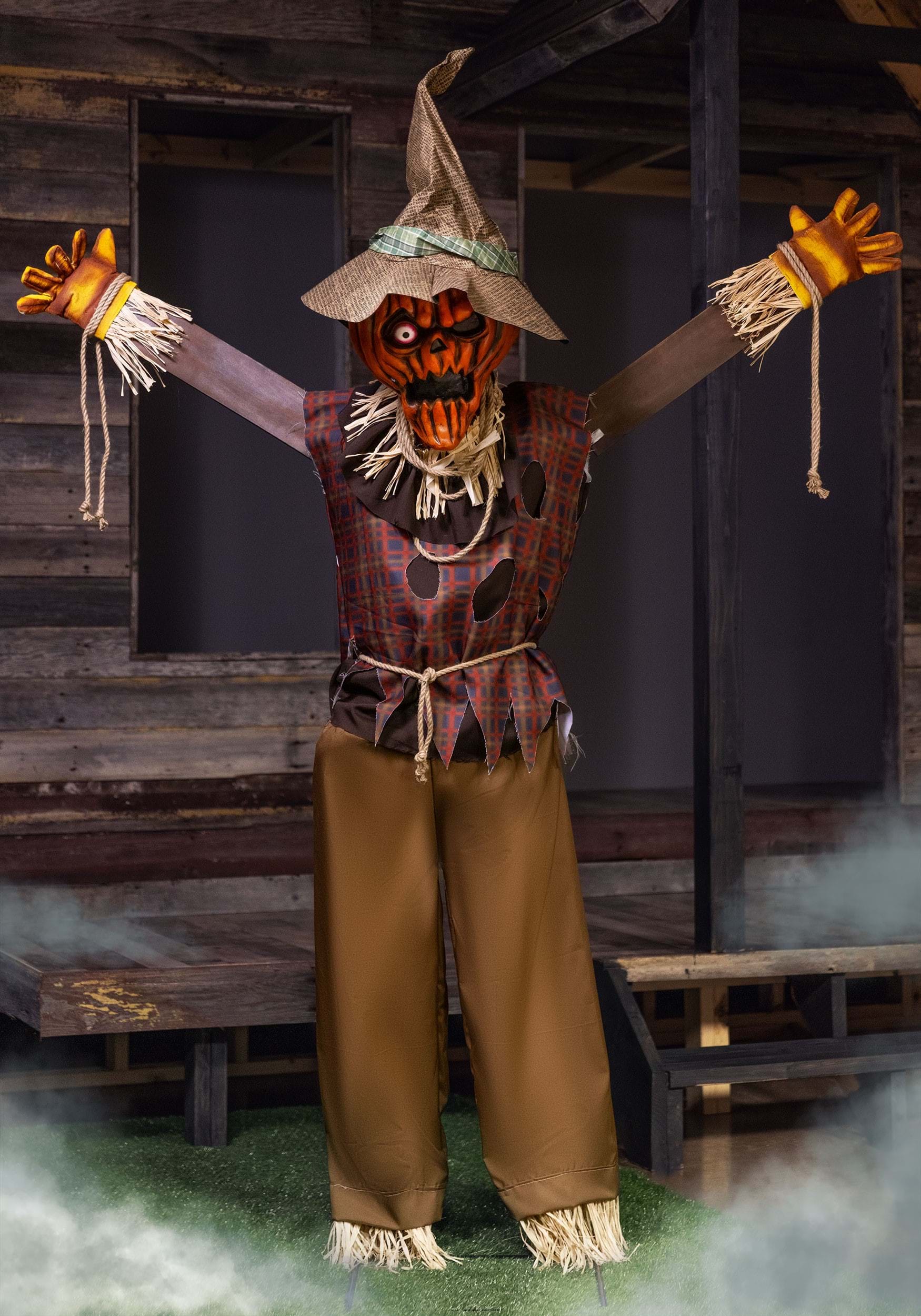5FT Pumpkin Scarecrow Animatronic Prop , Scarecrow Decorations
