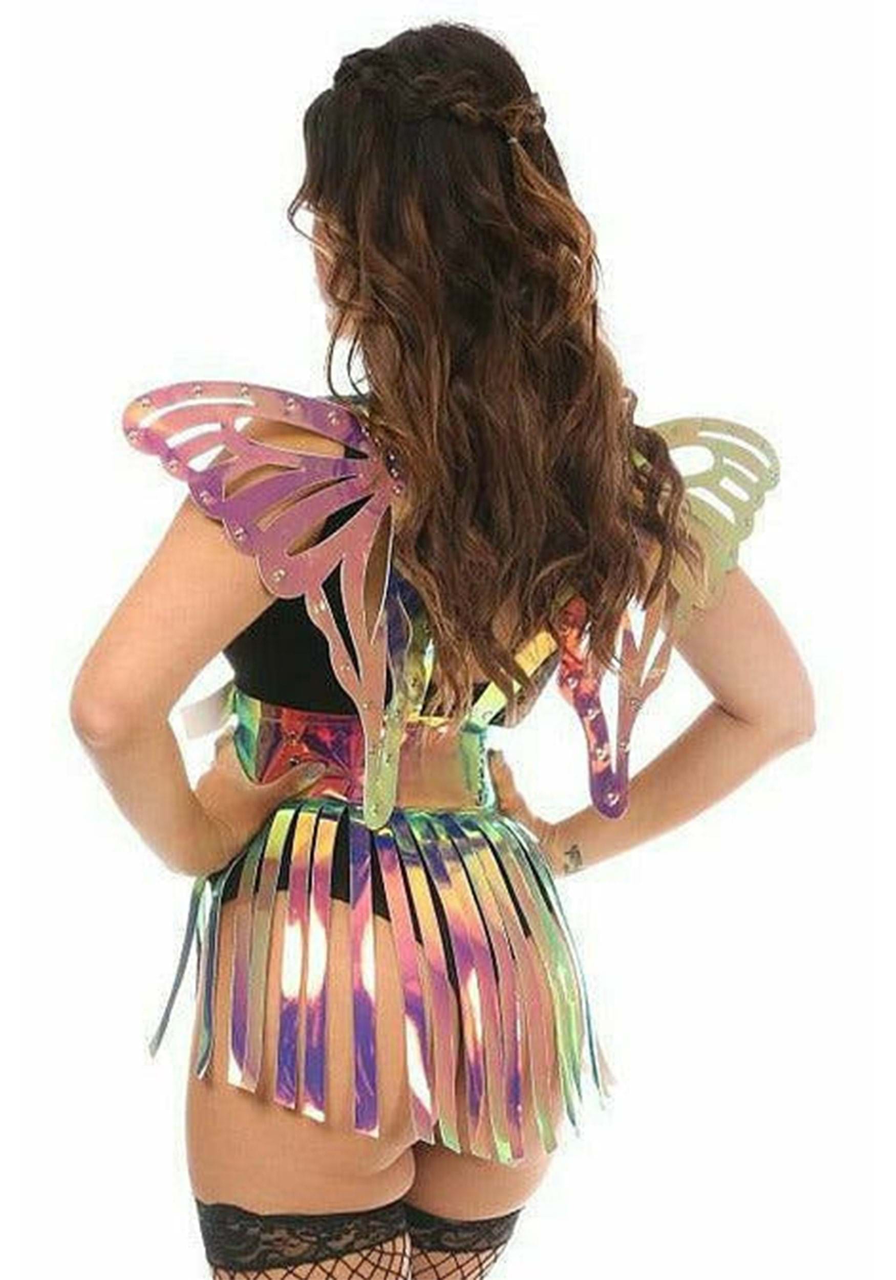 2 Piece Rainbow Gold Holo Harness & Skirt Costume Accessory Set