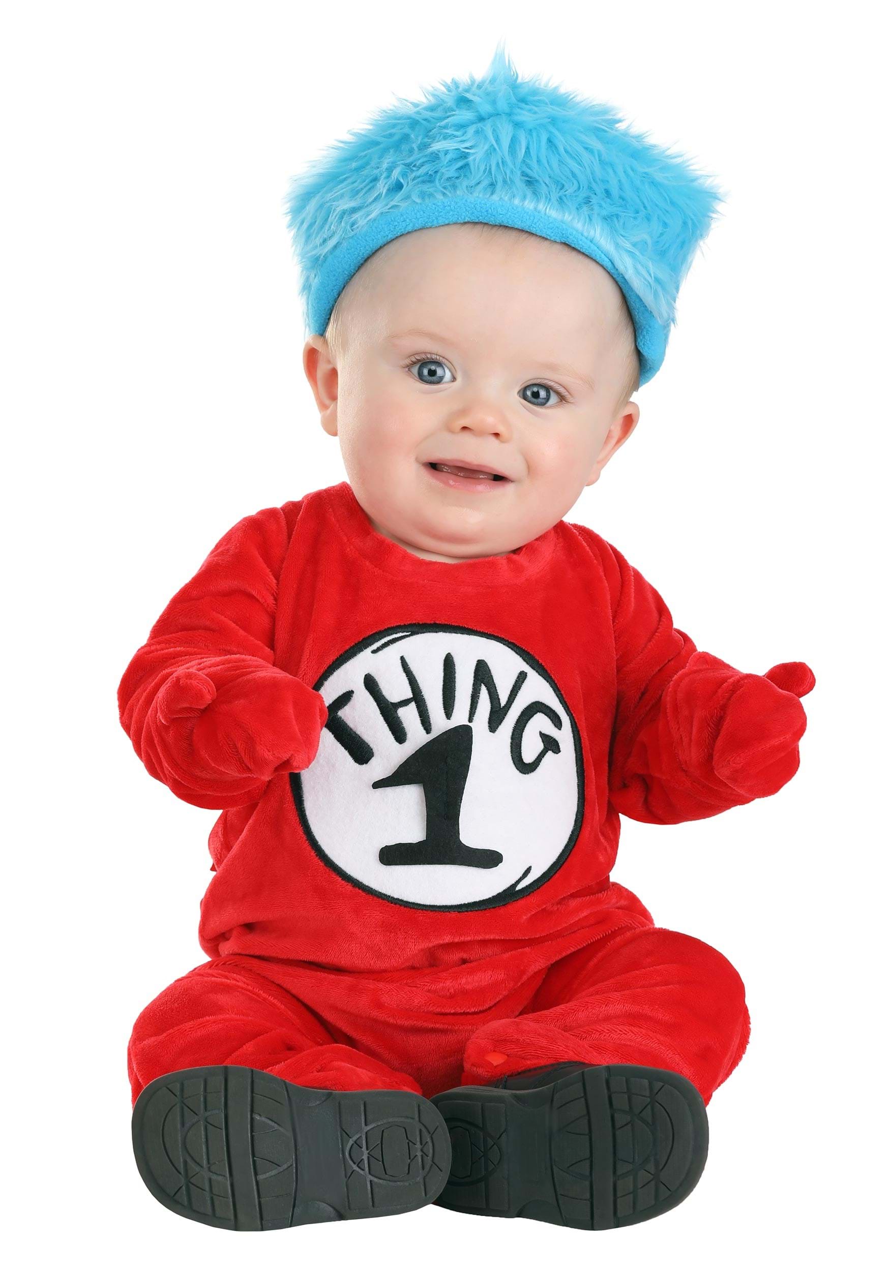 Photos - Fancy Dress A&D FUN Costumes Thing 1 and 2 Infant Costume Red/Blue/White 
