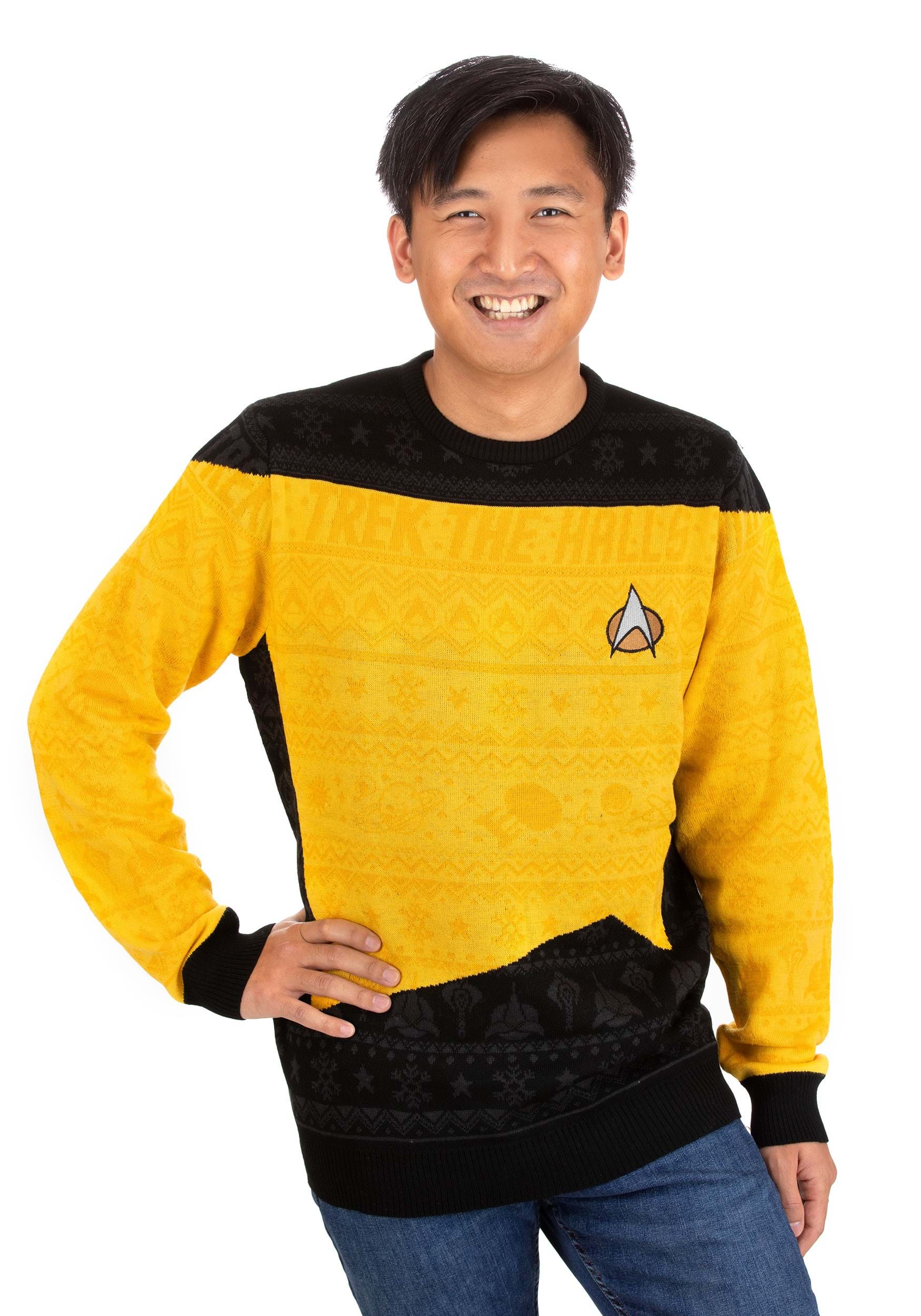 Star Trek Yellow Christmas Sweater -  Rubber Road Ltd