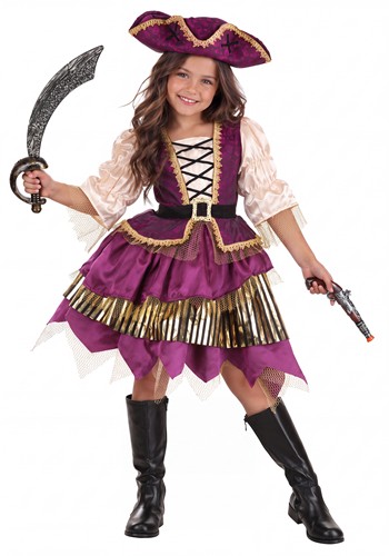 Girl's Deluxe Purple Pirate Costume
