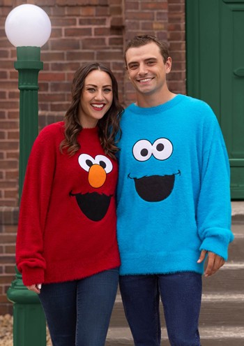 Sesame Streets Fuzzy Elmo Oversized Adult Sweater | Exclusive Sweaters