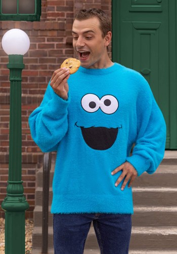 Sesame Street Fuzzy Cookie Monster Oversized Sweater for Adults | Exclusive Sweaters