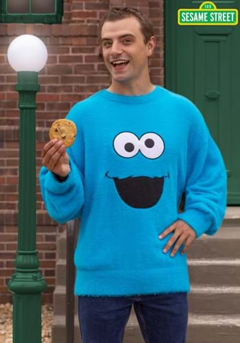 Sesame Street Fuzzy Cookie Monster Oversized Sweater for Adults